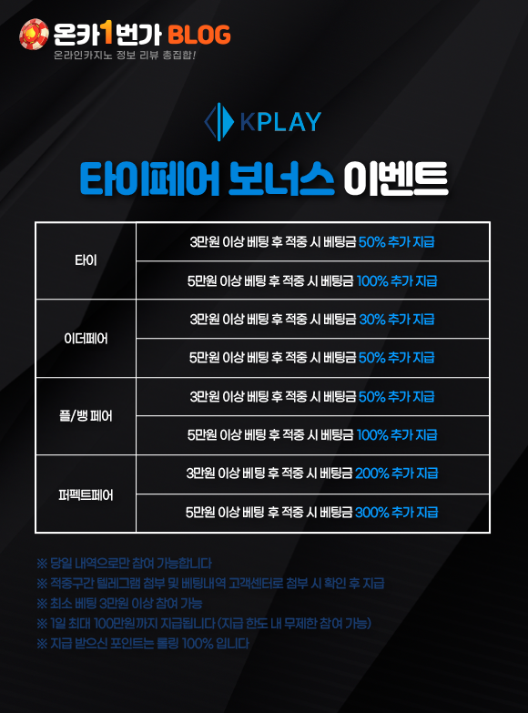 케이플레이 타이페어 보너스 이벤트 이미지