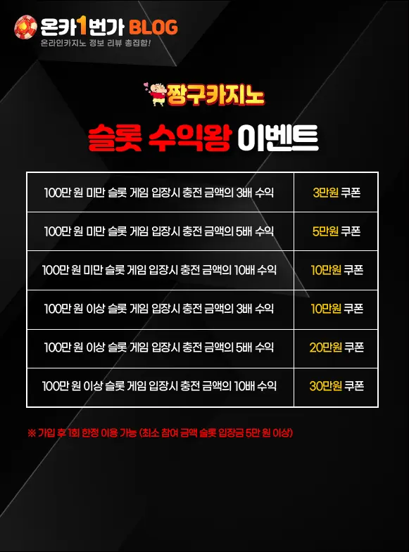 짱구카지노 슬롯 수익왕 이벤트 이미지