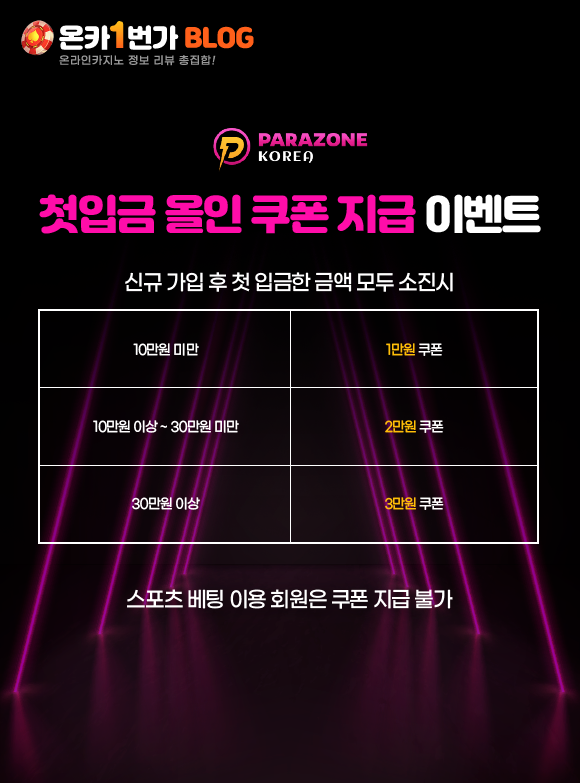 첫입금 올인 쿠폰 지급 이벤트 이미지